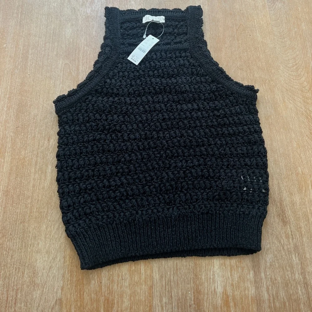 J.Crew black Montauk crochet tank top. Size small. NWOT - Picture 3 of 4